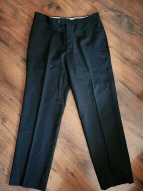 Pronto Uomo Black Wool Blend Pleated Dress Pants 35x41 Men's Wearhouse
